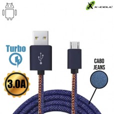 Cabo USB Micro USB V8 Turbo Jeans 3.0A X-Cell XC-CD-31